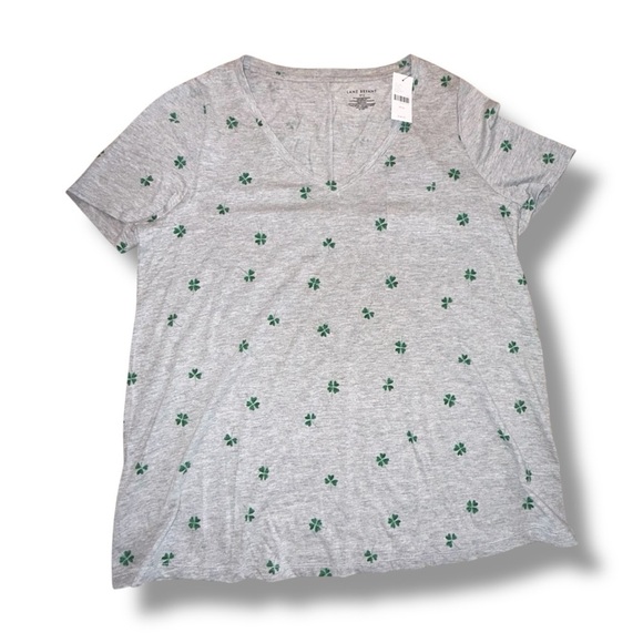 NWT LANE BRYANT Luckiest Clover Graphic Tee - 10/12 Grey/Green - Picture 5 of 11
